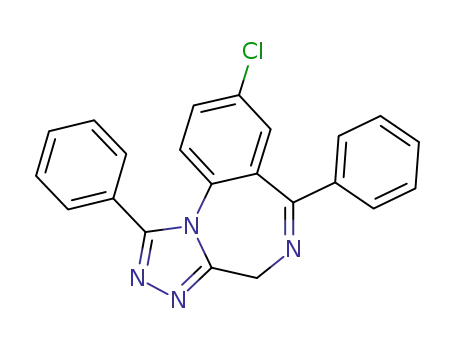 Molecular Structure of 28910-95-4 (8-chloro-1,6-diphenyl-4H-benzo[f][1,2,4]triazolo[4,3-a][1,4]diazepine)