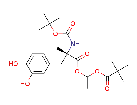 Molecular Structure of 62631-40-7 (L-Tyrosine, N-[(1,1-dimethylethoxy)carbonyl]-3-hydroxy-a-methyl-,
1-(2,2-dimethyl-1-oxopropoxy)ethyl ester)