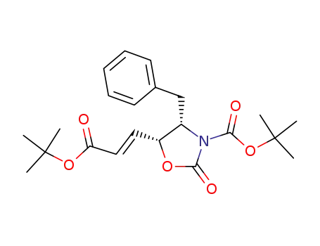 Molecular Structure of 482374-29-8 (4-benzyl-5-(2-<i>tert</i>-butoxycarbonyl-vinyl)-2-oxo-oxazolidine-3-carboxylic acid <i>tert</i>-butyl ester)