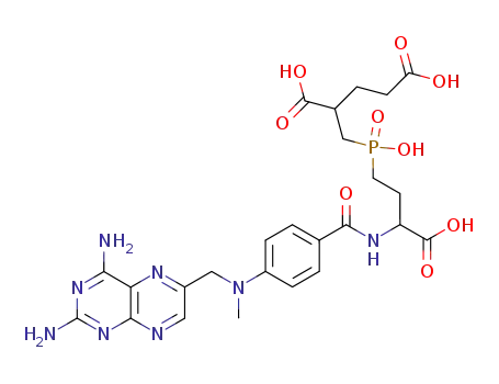 Molecular Structure of 357933-50-7 (Pentanedioic acid,
2-[[[3-carboxy-3-[[4-[[(2,4-diamino-6-pteridinyl)methyl]methylamino]benz
oyl]amino]propyl]hydroxyphosphinyl]methyl]-)