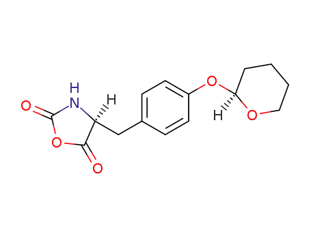 Molecular Structure of 33043-65-1 ((<i>S</i>)-4-(4-(<i>S</i>)-tetrahydropyran-2-yloxy-benzyl)-oxazolidine-2,5-dione)
