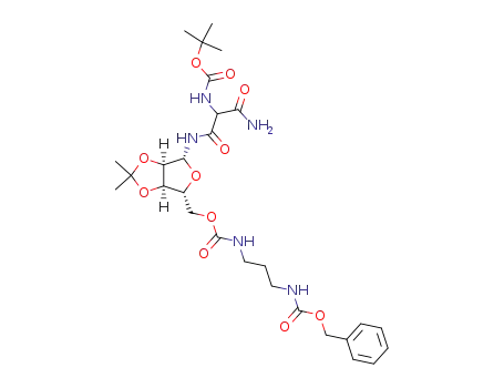 N-{5-O-[3-(Benzyloxycarbonylamino)propylcarbamoyl]-2,3-O-isopropylidene-β-D-ribofuranosyl}-3-(tert-butoxycarbonylamino)malonamide
