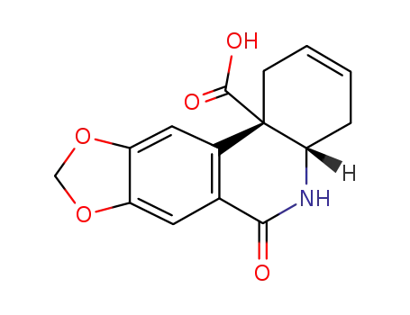 Molecular Structure of 54022-39-8 (6-oxo-(4a<i>r</i>)-4,4a,5,6-tetrahydro-1<i>H</i>-[1,3]dioxolo[4,5-<i>j</i>]phenanthridine-11b<i>t</i>-carboxylic acid)