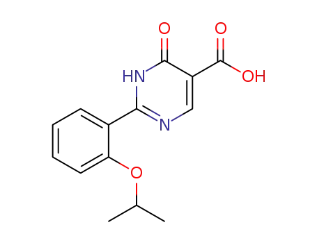 Molecular Structure of 63874-66-8 (5-Pyrimidinecarboxylic acid,
1,4-dihydro-2-[2-(1-methylethoxy)phenyl]-4-oxo-)