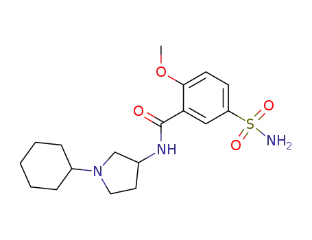 Molecular Structure of 50734-46-8 (5-(Aminosulfonyl)-N-(1-cyclohexylpyrrolidin-3-yl)-2-methoxybenzamide)