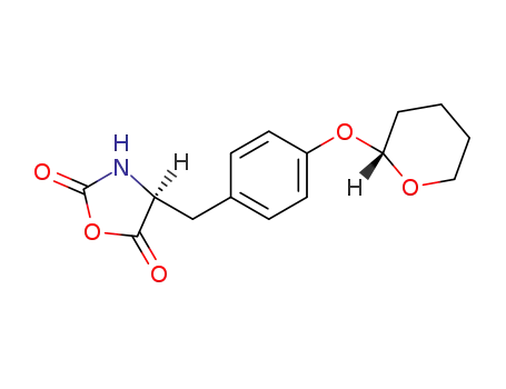 Molecular Structure of 33043-66-2 ((<i>S</i>)-4-(4-(<i>R</i>)-tetrahydropyran-2-yloxy-benzyl)-oxazolidine-2,5-dione)