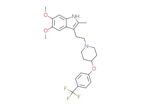 Molecular Structure of 63843-73-2 (1H-Indole,
5,6-dimethoxy-2-methyl-3-[2-[4-[4-(trifluoromethyl)phenoxy]-1-piperidinyl
]ethyl]-)