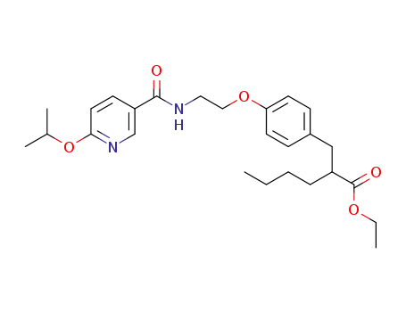 Molecular Structure of 223123-03-3 (ethyl 2-butyl-3-[4-[2-(2-isopropoxypyridine-5-carbonylamino)ethoxy]phenyl]propionate)