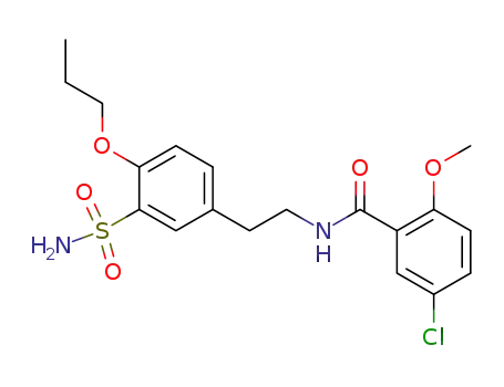 Molecular Structure of 1027378-67-1 (5-chloro-2-methoxy-<i>N</i>-[2-(4-propoxy-3-sulfamoyl-phenyl)-ethyl]-benzamide)