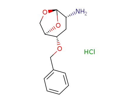 Molecular Structure of 112339-26-1 (.beta.-D-ribo-Hexopyranose, 2-amino-1,6-anhydro-2,3-dideoxy-4-O-(phenylmethyl)-, hydrochloride)