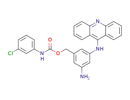 Molecular Structure of 279241-51-9 ([3-(acridin-9-yl)amino-5-amino]benzyl N-(3-chlorophenyl) carbamate)