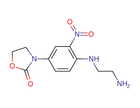 Molecular Structure of 104679-45-0 (N-[4-(β-aminoethyl)amino-3-nitrophenyl]oxazolidone)