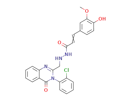 Molecular Structure of 514830-27-4 (2-Propenoic acid, 3-(4-hydroxy-3-methoxyphenyl)-,
2-[[3-(2-chlorophenyl)-3,4-dihydro-4-oxo-2-quinazolinyl]methyl]hydrazide)