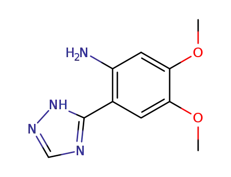 Molecular Structure of 63265-22-5 (Benzenamine, 4,5-dimethoxy-2-(1H-1,2,4-triazol-3-yl)-)