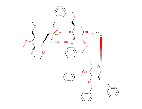 1,2-[2',6'-di-O-benzyl-3-O-(3'',4'',5'',7''-tetra-O-methyl-1''-deoxy-1''-ethylsulfonato-α-D-gluco-hept-2''-ulopyranosyl)-β-D-galactopyranosyloxy]-(2,3,4-tri-O-benzyl-α-L-fucopyranosyloxy)ethane