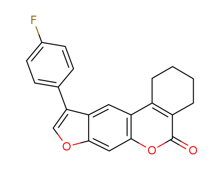 Molecular Structure of 374757-45-6 (10-(4-fluorophenyl)-1,2,3,4-tetrahydro-[1]benzofuro[6,5-c]isochromen-5-one)