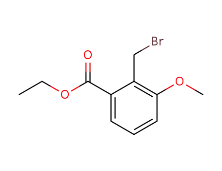 Molecular Structure of 627883-79-8 (Benzoic acid, 2-(bromomethyl)-3-methoxy-, ethyl ester)
