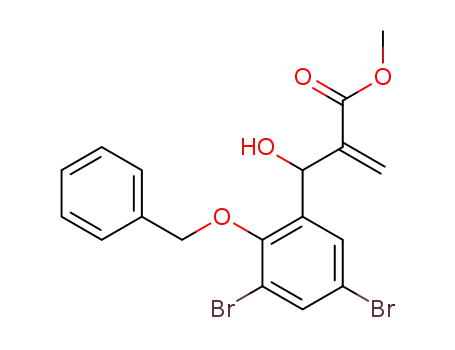 Molecular Structure of 515160-09-5 (Benzenepropanoic acid,
3,5-dibromo-b-hydroxy-a-methylene-2-(phenylmethoxy)-, methyl ester)