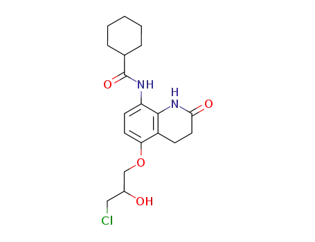 Molecular Structure of 65369-44-0 (Cyclohexanecarboxamide,
N-[5-(3-chloro-2-hydroxypropoxy)-1,2,3,4-tetrahydro-2-oxo-8-quinolinyl]-)