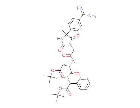 Molecular Structure of 762217-10-7 (<i>N</i>-(<i>tert</i>-butoxycarbonyl-phenyl-methyl)-3-{2-[4-(4-carbamimidoyl-phenyl)-4-methyl-2,5-dioxo-imidazolidin-1-yl]-acetylamino}-succinamic acid <i>tert</i>-butyl ester)