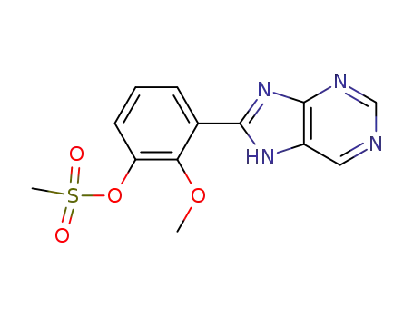 Molecular Structure of 89454-29-5 (Phenol, 2-methoxy-3-(1H-purin-8-yl)-, methanesulfonate (ester))