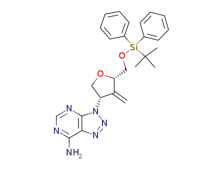 Molecular Structure of 292864-80-3 (3-[5-(<i>tert</i>-butyl-diphenyl-silanyloxymethyl)-4-methylene-tetrahydro-furan-3-yl]-3<i>H</i>-[1,2,3]triazolo[4,5-<i>d</i>]pyrimidin-7-ylamine)