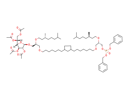 3,3'-O-[1,18-octadecan-(8,11-methylidene)methylene]-2,2'-di-O-[(R)-3,7-dimethyloctyl]-1-O-(2,3,5,6-tetra-O-acetyl-β-D-galactofuranosyl)-1'-O-(dibenzylphosphono)-sn-diglycerol