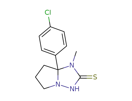 Molecular Structure of 84249-92-3 (1H-Pyrrolo[1,2-b][1,2,4]triazole-2(3H)-thione,
7a-(4-chlorophenyl)tetrahydro-1-methyl-)