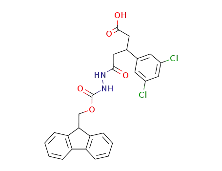 Molecular Structure of 348110-36-1 (5-[N'-(9H-fluoren-9-ylmethoxycarbonyl)-hydrazino]-5-oxo-3-(3,5-dichloro)-phenylpentanoic acid)