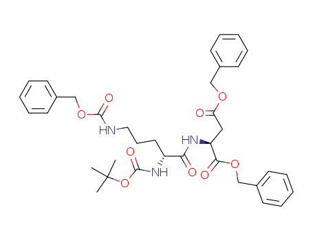 Molecular Structure of 499775-37-0 ((S)-2-((R)-5-Benzyloxycarbonylamino-2-tert-butoxycarbonylamino-pentanoylamino)-succinic acid dibenzyl ester)