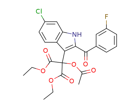 Molecular Structure of 231295-27-5 (diethyl 2-acetoxy-2-[6-chloro-2-(3-fluorobenzoyl)-1H-indol-3-yl]malonate)