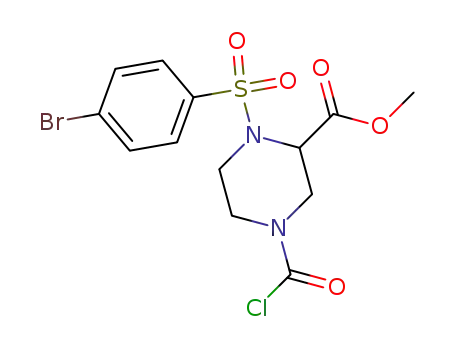 Molecular Structure of 204141-23-1 (1-(4-bromo-benzenesulfonyl)-4-chlorocarbonyl-piperazine-2-carboxylic acid methyl ester)
