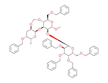 methyl 6-O-benzyl-2-O-(2'',3'',4'',6''-tetra-O-benzyl-α-D-galactopyranosyl)-3-O-(4'-O-benzyl-3',6'-dideoxy-α-D-xylo-hexopyranosyl)-4,2'-di-O-methylene-α-D-mannopyranoside