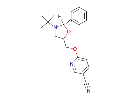 Molecular Structure of 60963-99-7 (3-Pyridinecarbonitrile,
6-[[3-(1,1-dimethylethyl)-2-phenyl-5-oxazolidinyl]methoxy]-)