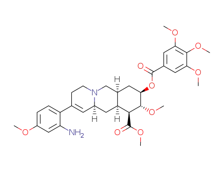Molecular Structure of 257622-17-6 ((6aS,8R,9R,10S,10aS,11aS)-2-(2-Amino-4-methoxy-phenyl)-9-methoxy-8-(3,4,5-trimethoxy-benzoyloxy)-3,6,6a,7,8,9,10,10a,11,11a-decahydro-4H-pyrido[1,2-b]isoquinoline-10-carboxylic acid methyl ester)