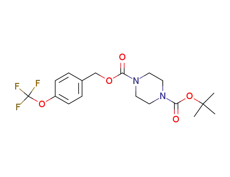 Molecular Structure of 438049-40-2 (piperazine-1,4-dicarboxylic acid tert-butyl ester 4-trifluoromethoxy-benzyl ester)