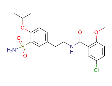 Molecular Structure of 1027956-86-0 (5-chloro-<i>N</i>-[2-(4-isopropoxy-3-sulfamoyl-phenyl)-ethyl]-2-methoxy-benzamide)