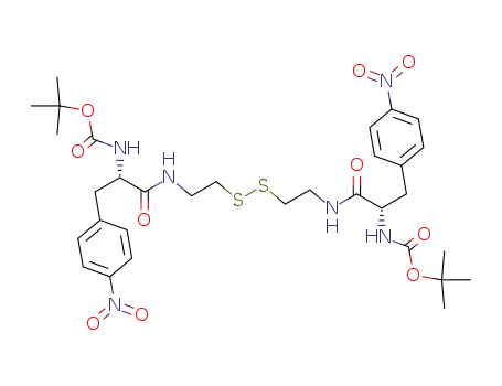Molecular Structure of 390424-55-2 (8,9-Dithia-2,5,12,15-tetraazahexadecanedioic acid,
3,14-bis[(4-nitrophenyl)methyl]-4,13-dioxo-, bis(1,1-dimethylethyl) ester,
(3S,14S)-)