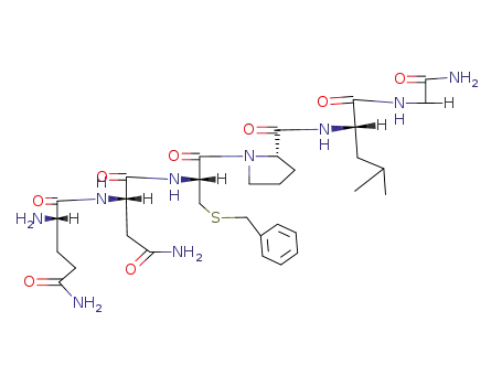 glutaminyl=>asparaginyl=><i>S</i>-benzyl-cysteinyl=>prolyl=>leucyl=>-glycin-amide