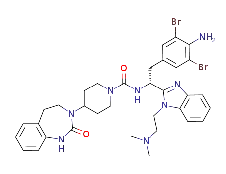 4-(2-oxo-1,2,4,5-tetrahydro-1,3-benzodiazepin-3-yl)-piperidin-1-carboxylic acid {(R)-2-(4-amino-3,5-dibromo-phenyl)-1-[1-(2-dimethylamino-ethyl)-1H-benzimidazol-2-yl]-ethyl}-amide