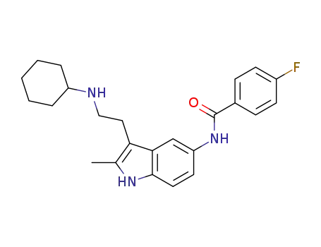 Molecular Structure of 189807-03-2 (Benzamide,
N-[3-[2-(cyclohexylamino)ethyl]-2-methyl-1H-indol-5-yl]-4-fluoro-)
