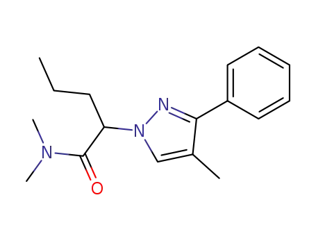 Molecular Structure of 59844-62-1 (1H-Pyrazole-1-acetamide, N,N,4-trimethyl-3-phenyl-a-propyl-)