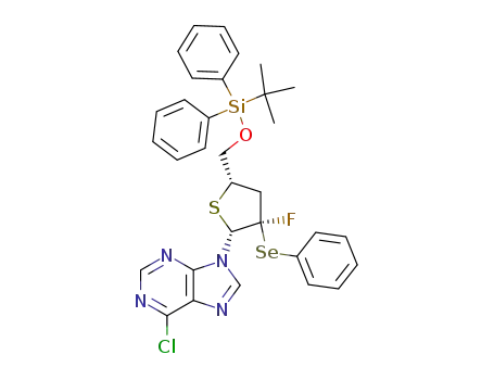 9-[(1R,2R,4S)-5-O-(tert-butyldiphenylsilyl)-2,3-dideoxy-2-fluoro-2-phenylselanyl-4-thio-β-D-pentofuranosyl]-6-chloropurine
