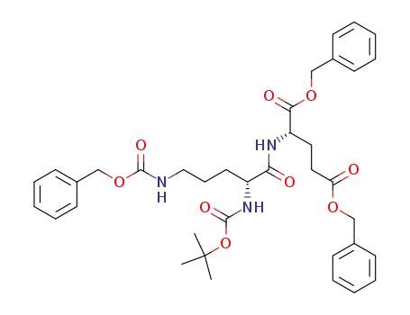 Molecular Structure of 499775-34-7 ((S)-2-((R)-5-Benzyloxycarbonylamino-2-tert-butoxycarbonylamino-pentanoylamino)-pentanedioic acid dibenzyl ester)