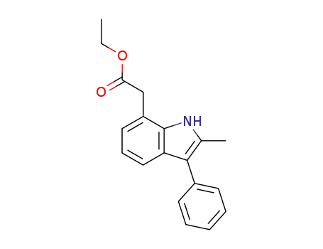 Molecular Structure of 51135-34-3 (1H-Indole-7-acetic acid, 2-methyl-3-phenyl-, ethyl ester)