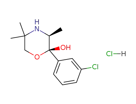 Molecular Structure of 106083-71-0 ((+)-(2S,3S)-2-(3-chlorophenyl)-3,5,5-trimethylmorpholin-2-ol)