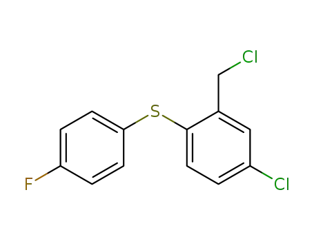 Molecular Structure of 54435-29-9 (Benzene, 4-chloro-2-(chloromethyl)-1-[(4-fluorophenyl)thio]-)