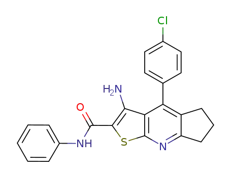 Molecular Structure of 345912-43-8 (3-amino-4-(4-chlorophenyl)-N-phenyl-6,7-dihydro-5H-cyclopenta[b]thieno[3,2-e]pyridine-2-carboxamide)