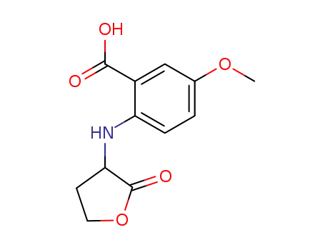 Molecular Structure of 64054-25-7 (Benzoic acid, 5-methoxy-2-[(tetrahydro-2-oxo-3-furanyl)amino]-)