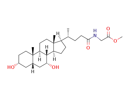 Molecular Structure of 69320-16-7 ([(R)-4-((3R,5S,7R,8R,9S,10S,13R,14S,17R)-3,7-Dihydroxy-10,13-dimethyl-hexadecahydro-cyclopenta[a]phenanthren-17-yl)-pentanoylamino]-acetic acid methyl ester)